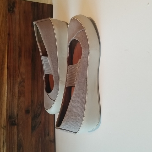 Fitflop Due Mary Jane Beige Flat Canvas Leather Platform Slip On Casual Sneakers - Picture 7 of 7